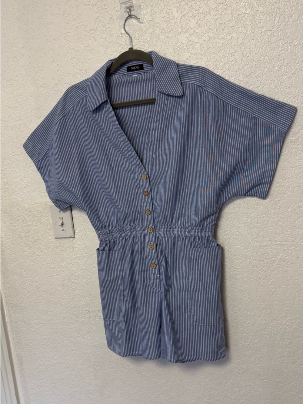 MICAS Blue & White Striped Short Romper - Size M - Boho Beach Style - Picture 5 of 14